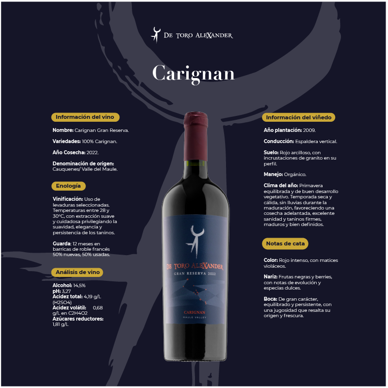 De Toro Alexander Carignan Gran Reserva 2022 - 6 botellas 750 ml